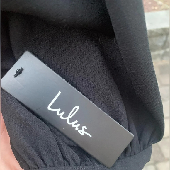 Lulu's Women’s Black Button-Up Short Sleeve Midi Cascading Ruffles Dress Size XS - Picture 12 of 15